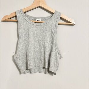 TNA Ribbed Cropped Grey Tank Crop Top